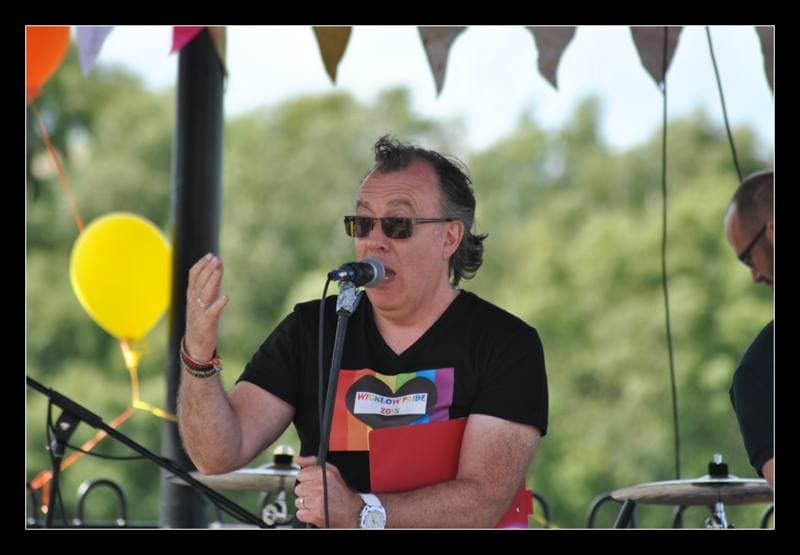 CoFounder Wicklow Pride Dave Thomas talking at the first ever Pride event in County Wicklow, Arklow, 2014